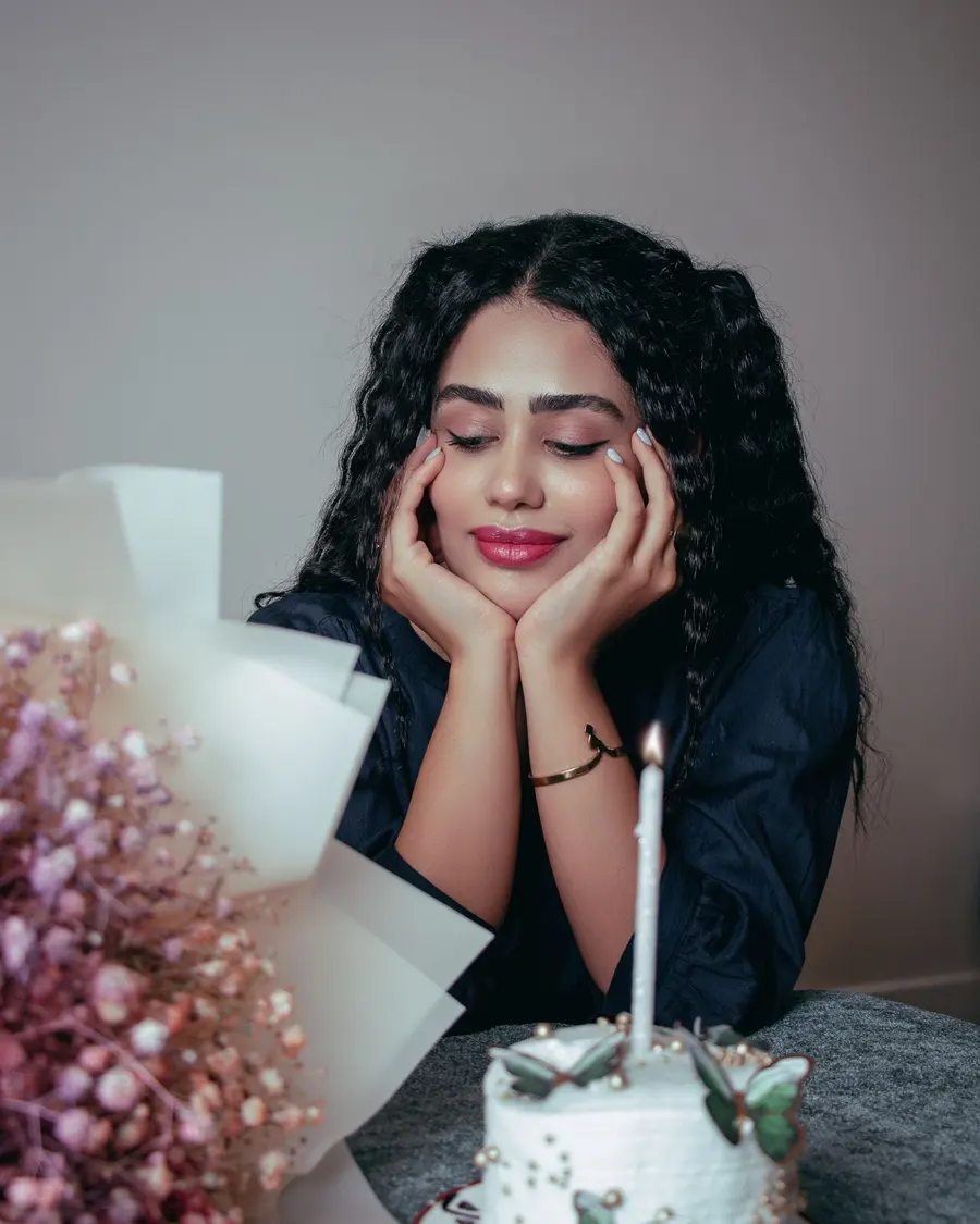 Ms Geet, pictured moments before eating the last slice.